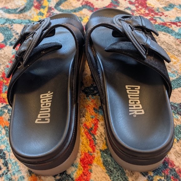 Cougar Pepa Buckle Platform Slide Sandals Size 7 Black - Picture 6 of 6